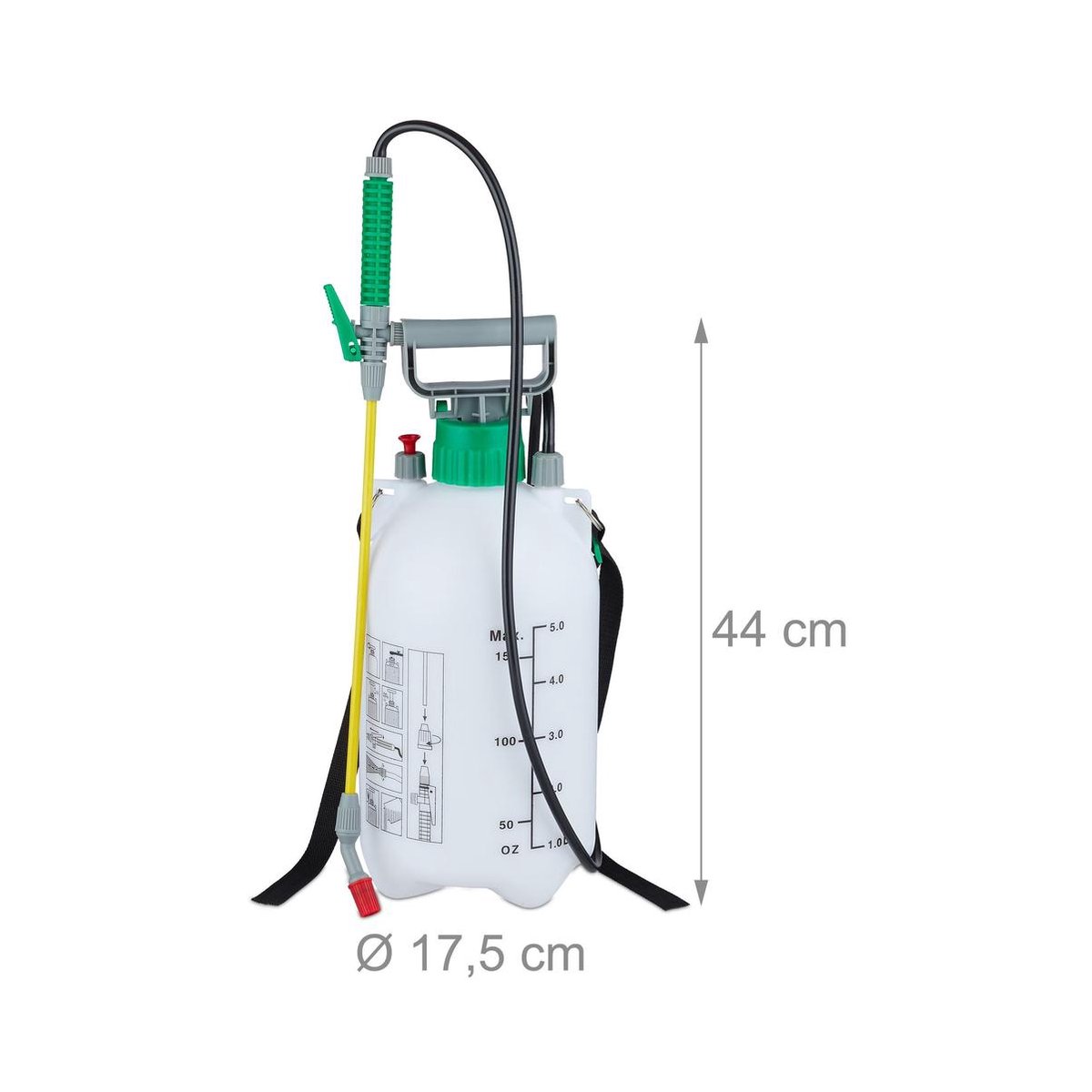 Drukspuit 5 liter plantenspuit met slang en lans - Universeel voor in de tuin - 3 bar Drukspuit 5 liter plantenspuit met slang en lans - Universeel voor in de tuin - 3 bar