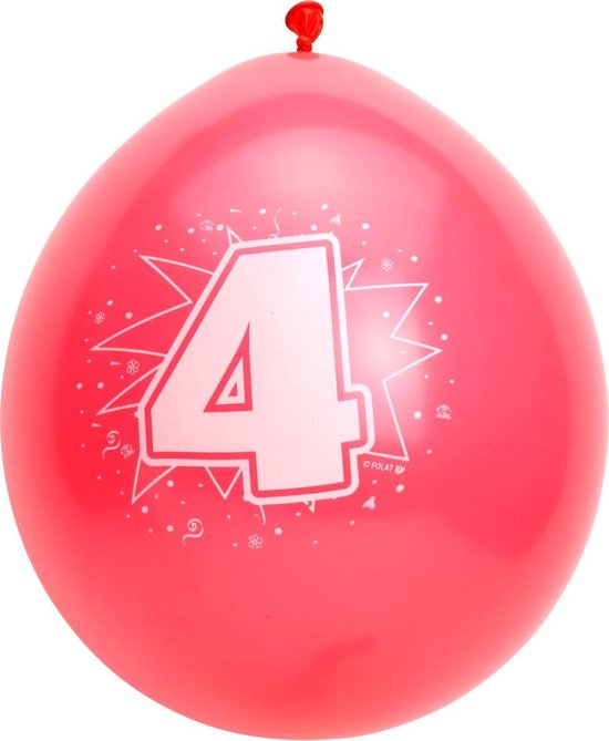 Ballonnen ster 30 cm: 4 jaar - 8 stuks (08204)