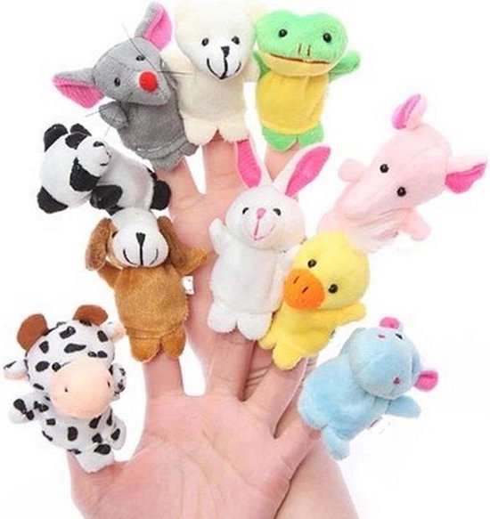 Vrolijke Dieren Vingerpopjes - Set Van 10 Verschillende Vinger Poppen - Hand Poppenspel - Animal Finger Toys Poppenset
