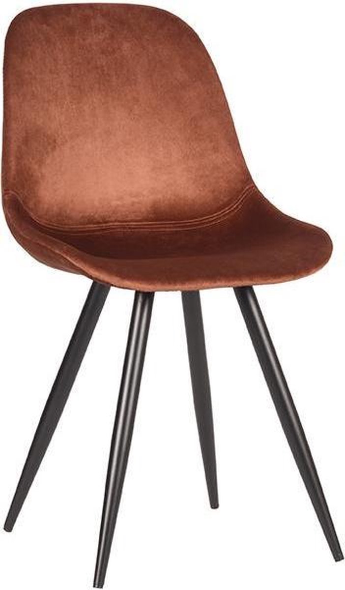 LABEL51 Capri Eetkamerstoel - Oranje - Velvet - Zwart Metaal - Stoel - Kuipstoel Rust
