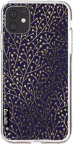 Casetastic Apple iPhone 11 Hoesje - Softcover Hoesje met Design - Berry Branches Navy Gold Print
