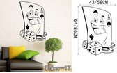 3D Sticker Decoratie Poker Pro Kaarten Spade Club Hart Diamant Muursticker, pak Spelen Game Room Night Kelder Decoratieve Decals - Black / Small