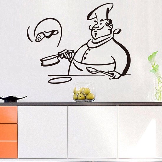 3D Sticker Decoratie Keuken Koken Chef Afneembare muursticker voor kinderen  Woonkamer... | bol.com