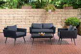 Clp Kiruna Loungeset - 5 mm Polyrotan Zwart - overtrek ijzergrijs 40 cm (donkergrijs)