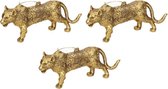 3x Kersthangers figuurtjes gouden luipaard 12,5 cm - Dieren thema kerstboomhangers