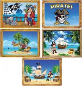 Vijf decoratie posters Piraten thema