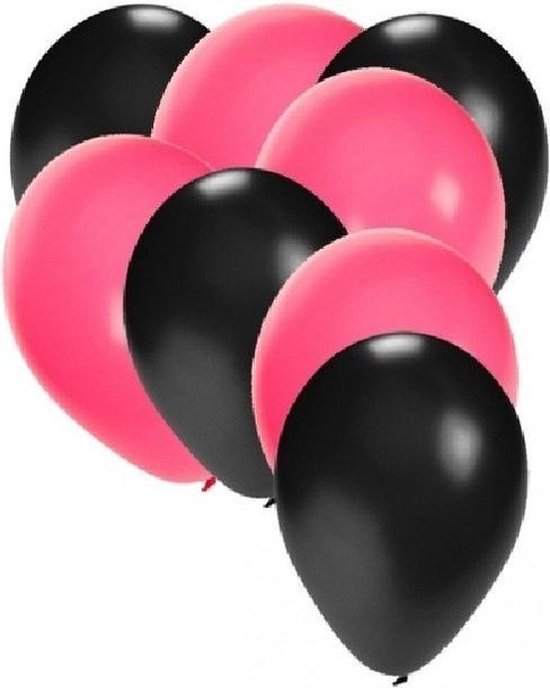 20x Sweet 16 verjaardag thema ballonnen - 10 x zwart en 10 x roze - 16 jaar leeftijd versiering