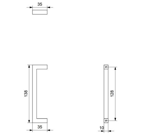 GPF Poignée de meuble droite 10x10x138 / 128mm blanc