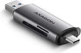 Axagon CRE-SAC geheugenkaartlezer Grijs USB 3.0 (3.1 Gen 1) Type-A/Type-C