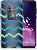 Motorola One Zoom TPU bumper Zigzag Blauw
