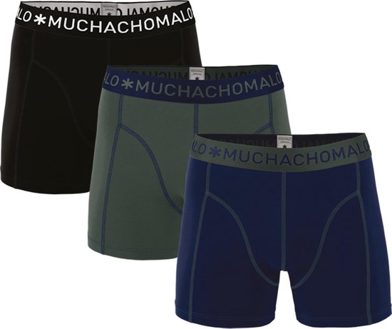 Muchachomalo Basiscollectie Heren Boxershorts - 3 pack - Donkerblauw/Legergroen/Zwart - Maat 3XL