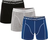 Muchachomalo Basiscollectie Heren Boxershorts - 3 pack - Blauw/Grijs/Zwart - Maat XL