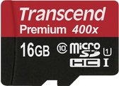 Transcend Premium UHS-I Micro SD kaart 16GB + adapter (300x)