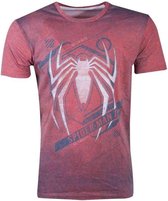 Marvel Spiderman Heren Tshirt -L- Acid Wash Spider Rood
