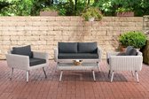 Clp Kiruna  Loungeset - 5 mm Polyrotan Wit - Antraciet 45 cm (lichtgrijs)
