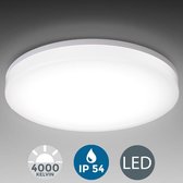 B.K.Licht - LED Badkamerverlichting - plafondlamp - witte badkamerlamp - Plafonnière - IP54 - ronde - Ø22cm - met 1 lichtpunt 4.000K - 1.600Lm - 15W LED