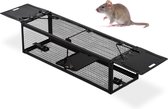 Relaxdays muizenval diervriendelijk - rattenval - vangkooi - levend vangen - 2 ingangen