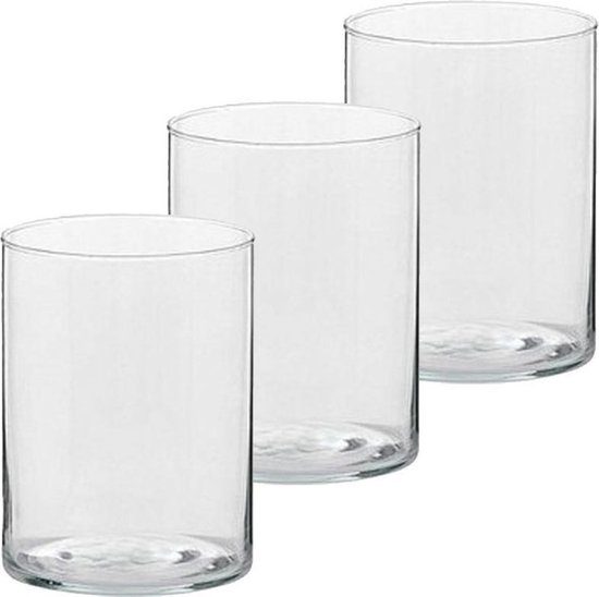 3x Hoge theelichthouders/waxinelichthouders van glas 5,5 x 6,5 cm -