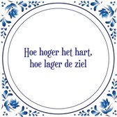 Tegel met spreuk |Spreuktegels | Wanddecoratie | Hoe hoger het hart, hoe lager de ziel