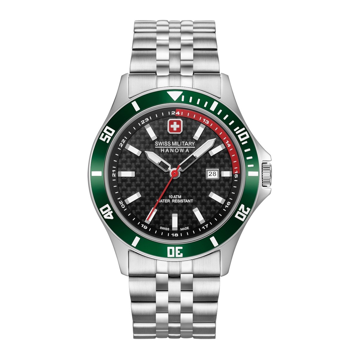 Swiss Military Hanowa Flagship Racer Horloge - Swiss Military Hanowa heren horloge - Zwart - diameter 42 mm - roestvrij staal