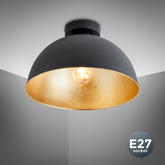 B.K.Licht - Plafondlamp - zwart goud - industrieel - retro - woonkamer -  Ø31cm - excl. E27 | bol.com