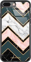iPhone 8 Plus/7 Plus hoesje glass - Marmer triangles | Apple iPhone 8 Plus case | Hardcase backcover zwart