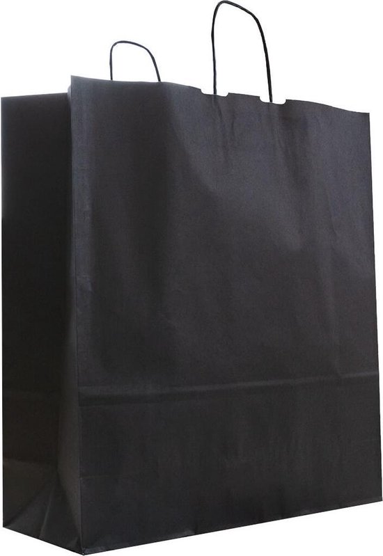 bol.com | 50x Papieren tasjes 18x08x24cm zwart met gedraaid handvat (goodie  bag)