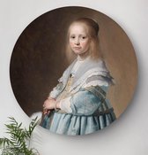HIP ORGNL Schilderij Portret van een meisje in het blauw - ⌀120cm - Wandcirkel