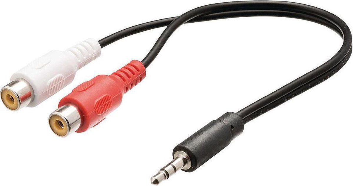 3,5mm Jack (m) - Tulp (v) stereo audio adapter kabel - 0,20 meter - Transmedia