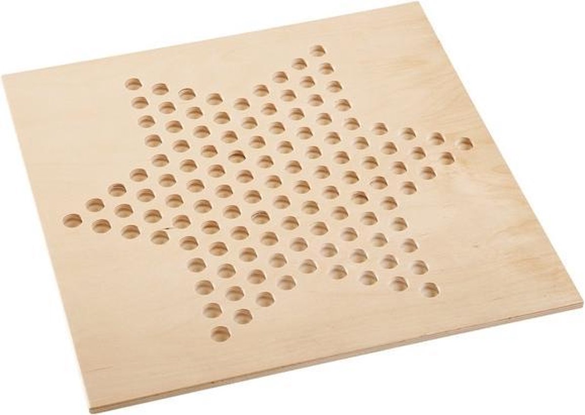 Pennenbord hout- stervormig bord van 15 x 15 cm voor pennen van 7 mm Ø