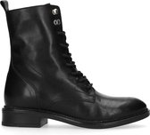 Manfield - Dames - Zwarte veterlaarsjes - Maat 39