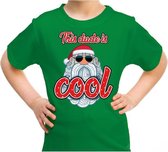 Foute kerst shirt / t-shirt - this dude is cool met stoere santa groen voor kinderen - kerstkleding / christmas outfit S (110-116)