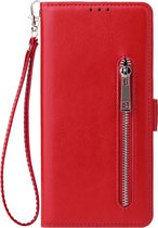 Shop4 - Samsung Galaxy S20 Ultra Hoesje - Wallet Case Cabello met Ritssluiting Rood