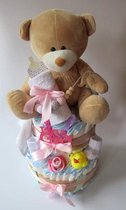 Luiertaart Roze Beer Met Fles,speenkoord | Kraamcadeau | Kraampakket | Baby Cadeau