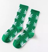 Wietsokken - Cannabissokken - Wiet - Cannabis - groen-wit - Unisex sokken - Maat 36-45