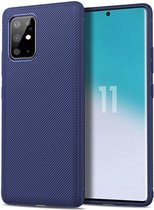 Hoesje Twill Slim Textuur Blauw Geschikt voor Samsung Galaxy S20 Plus