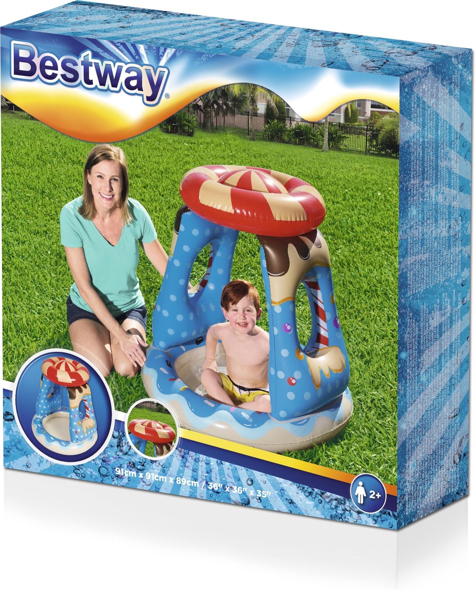 Bestway Candyville Zwembad - Peuterzwembad - Vanaf 2 Jaar - Zonnedak - Zachte Bodem - 91x91x89 cm — afbeelding 8