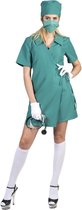 Funny Fashion - Dokter & Tandarts Kostuum - Bedwelmende Operatiekamer Chirurg - Vrouw - Groen - Maat 44-46 - Carnavalskleding - Verkleedkleding