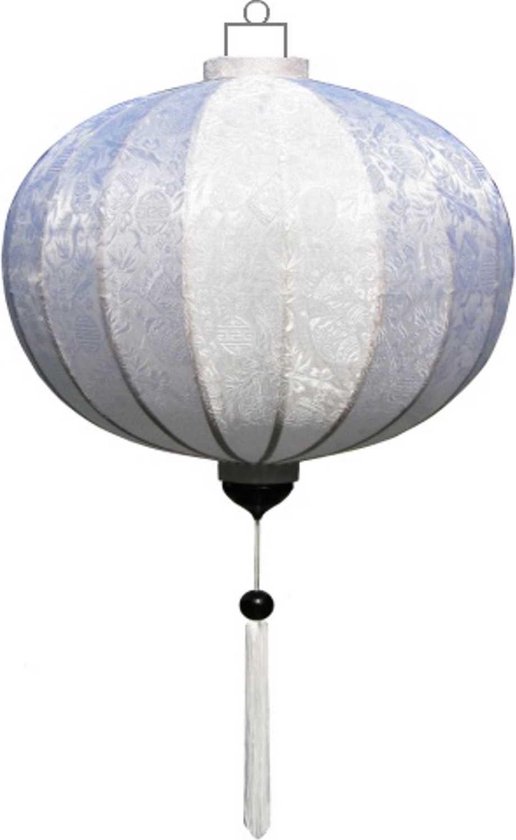 Witte zijden Chinese lampion lamp rond - G-WH-62-S