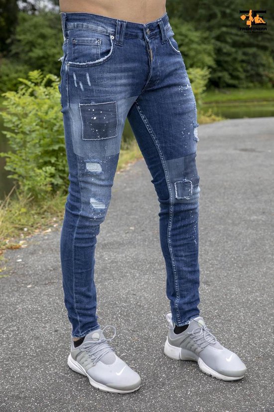Minder geleider Renderen Patched en Ripped Jeans v2 – Blauw | bol.com