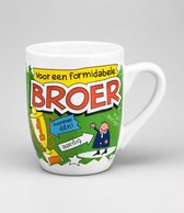 Verjaardag - Cartoon Mok - Voor een formidabele Broer -  Gevuld met een toffeemix - In cadeauverpakking met gekleurd lint