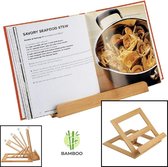 Decopatent® Luxe Boekenstandaard van bamboe hout - Boekenhouder voor kookboek (als kookboekstandaard in keuken) tablet of boek
