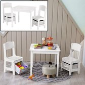 Decopatent® Kindertafel met stoeltjes van hout - 1 tafel en 2 stoelen voor kinderen - Kleurtafel - Speeltafel - Zitgroep Set