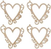 Kaisercraft wood flourish 2.5x2.5cm x4 hearts