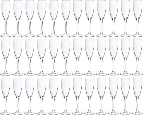 36x Champagneglazen/flutes 190 ml - 19 cl - Champagne glazen - Champagne drinken - Champagneglazen van glas