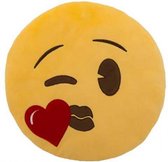 kussen Emoji Kiss 30 cm pluche geel