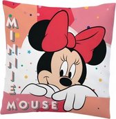 kussen Minnie Mouse polyester 35 x 35 cm roze/wit