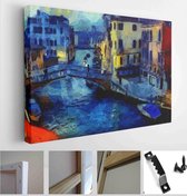 Artwork made with palette knife and rough textured brush strokes, artistic oil on canvas with water reflections - Modern Art Canvas - Horizontal - 1919476142 - 115*75 Horizontal
