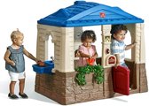 Step2 Neat and Tidy Cottage Maison Enfant en Marron / Bleu en Plastique - Maison de Jeux pour l’extérieur / jardin - Maisonnette / Cabane de Jeu avec Cuisine & Accessories