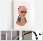 Set of abstract female shapes and silhouettes on retro summer background. Abstract women portraits in pastel colors - Modern Art Canvas - Vertical - 1766265239 - 40-30 Vertical